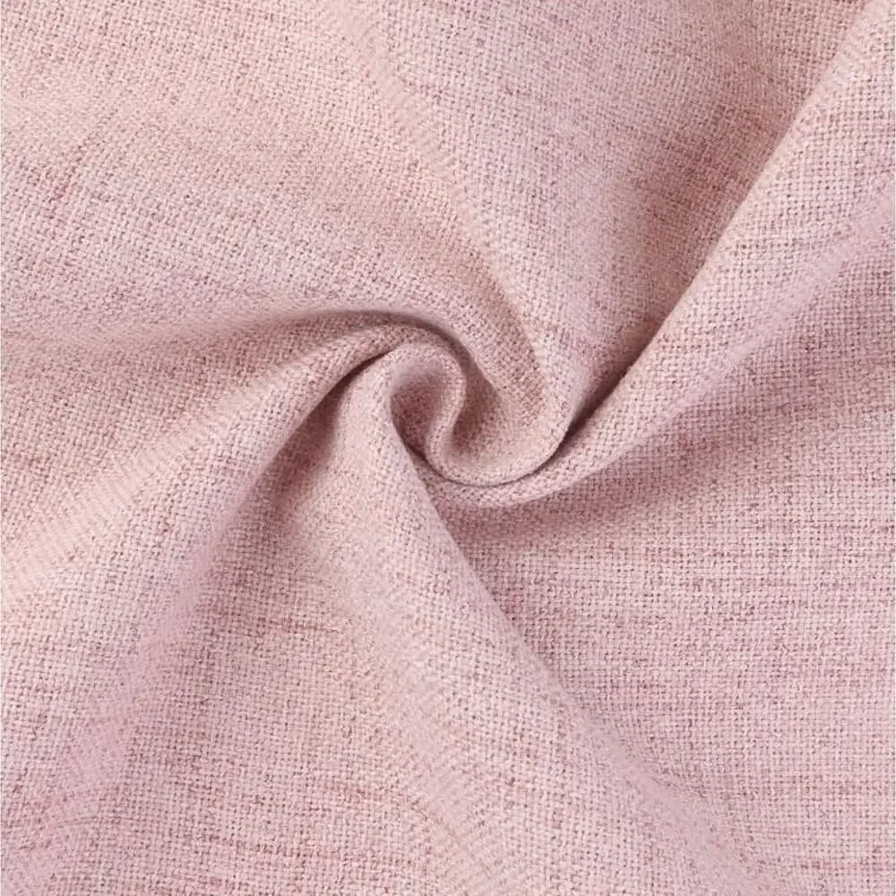 NEW Farmhouse Cottage Rectangle Pink Cotton Linen Table Cloth Tassels 71